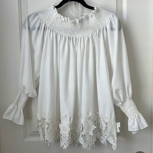 NWT White Floral Off-The-Shoulder Top